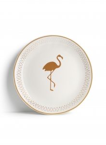 Shine Flamingo Collection - Flamingo Desenli Yaldız Seramik Tabak